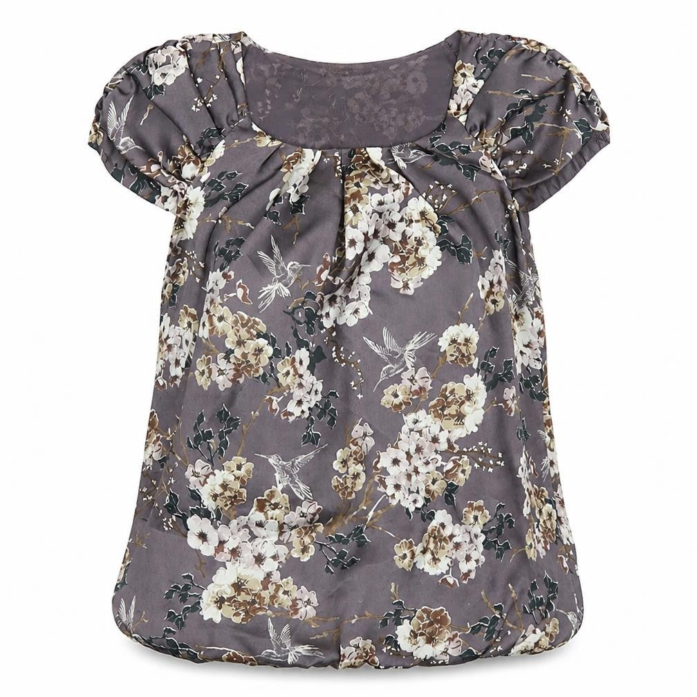 Wallis Womens Brown Floral Polyester Basic Blouse Size S Round Neck
