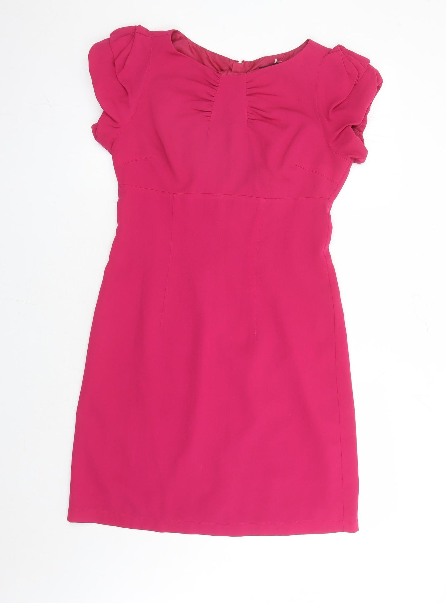 Limited Collection Womens Pink Polyester A-Line Size 10 Round Neck Zip - Lined