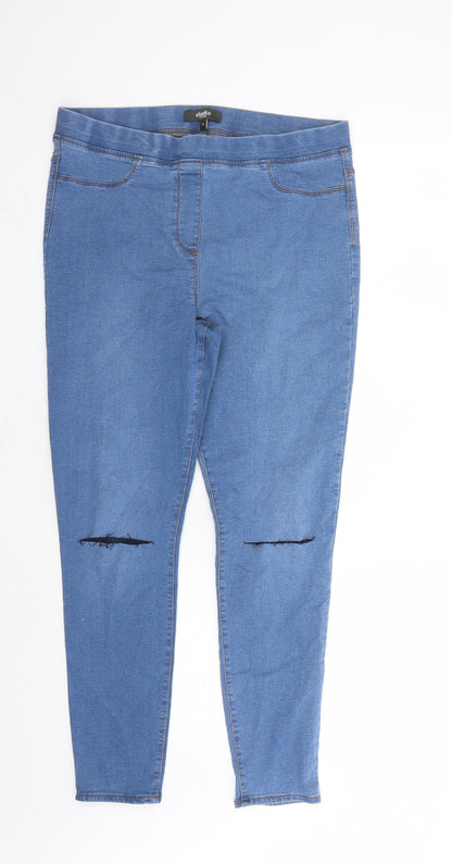 Studio Womens Blue Cotton Jegging Jeans Size 12 L27 in Regular - Elasticated Waist