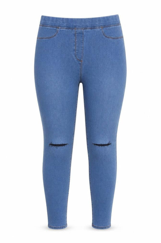 Studio Womens Blue Cotton Jegging Jeans Size 12 L27 in Regular - Elasticated Waist
