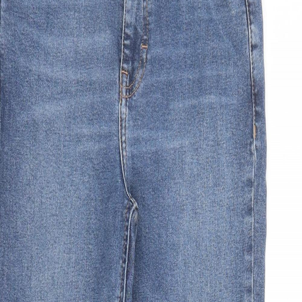 Topshop Womens Blue Cotton Straight Jeans Size 28 in L25 in Regular Zip