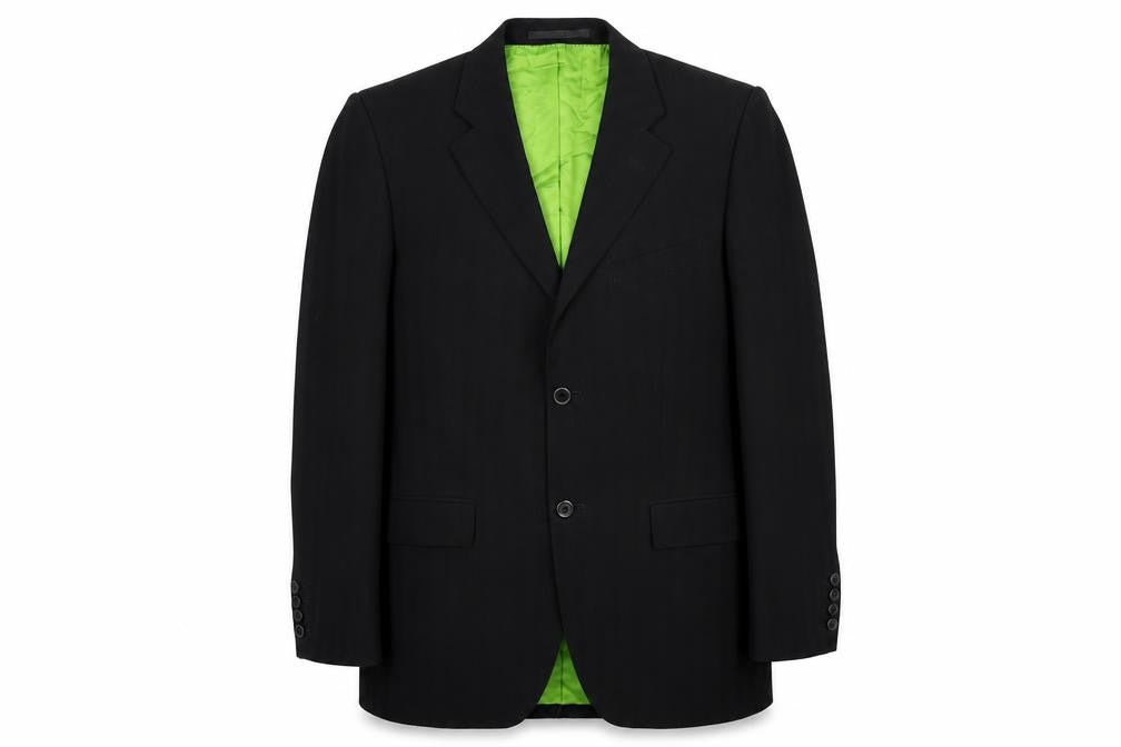 Denis Hope Mens Black Striped Polyester Jacket Suit Jacket Size 38 Regular