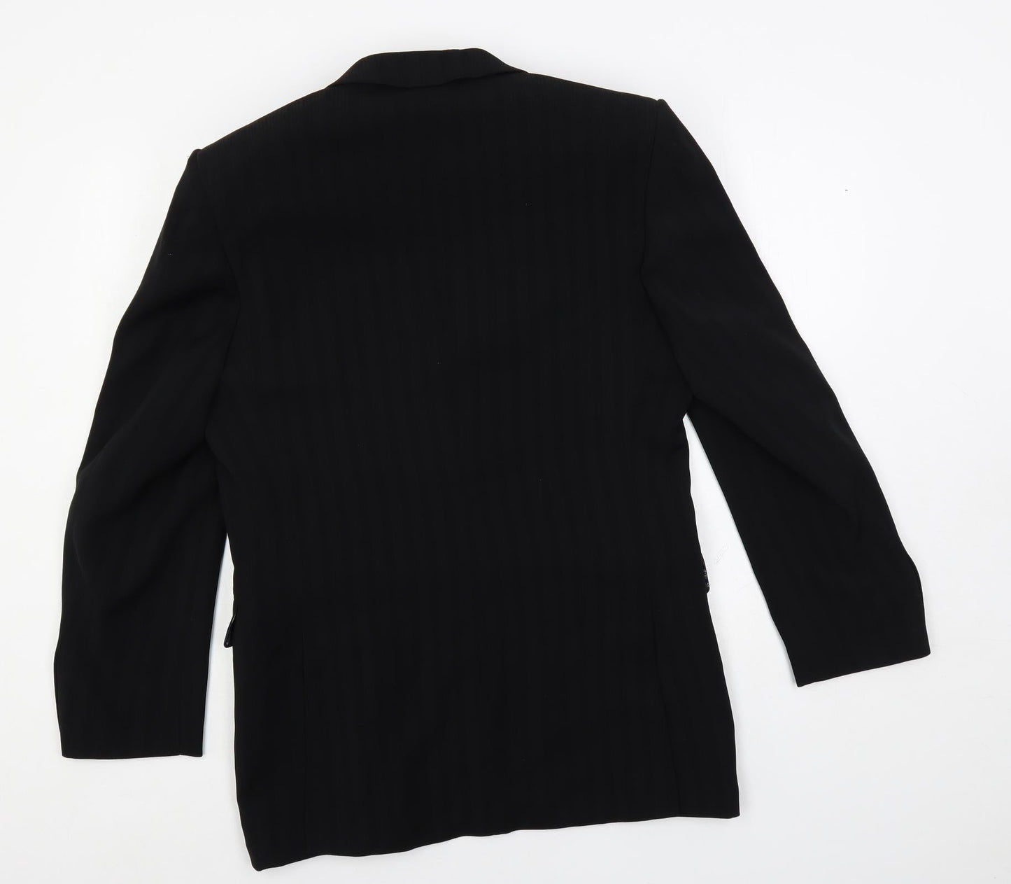 Denis Hope Mens Black Striped Polyester Jacket Suit Jacket Size 38 Regular