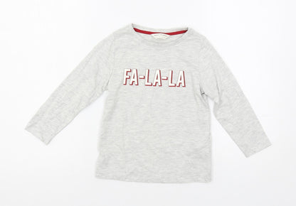 Marks & Spencer Girls Grey Solid Cotton Top Pyjama Top Size 3-4 Years Pullover