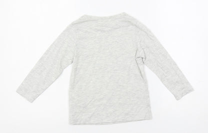 Marks & Spencer Girls Grey Solid Cotton Top Pyjama Top Size 3-4 Years Pullover