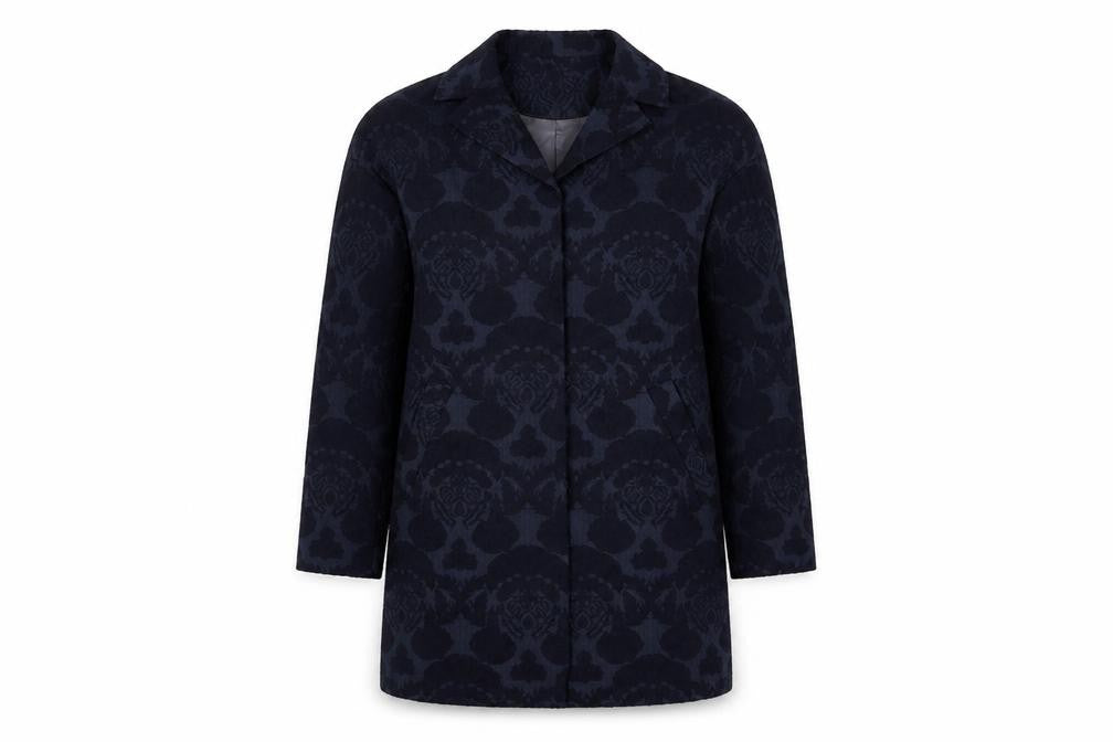 Monsoon Womens Blue Geometric Overcoat Coat Size 10 Button