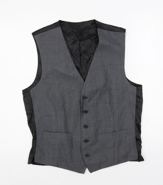 Racing Green Mens Grey Polyester Jacket Suit Waistcoat Size 40 Regular