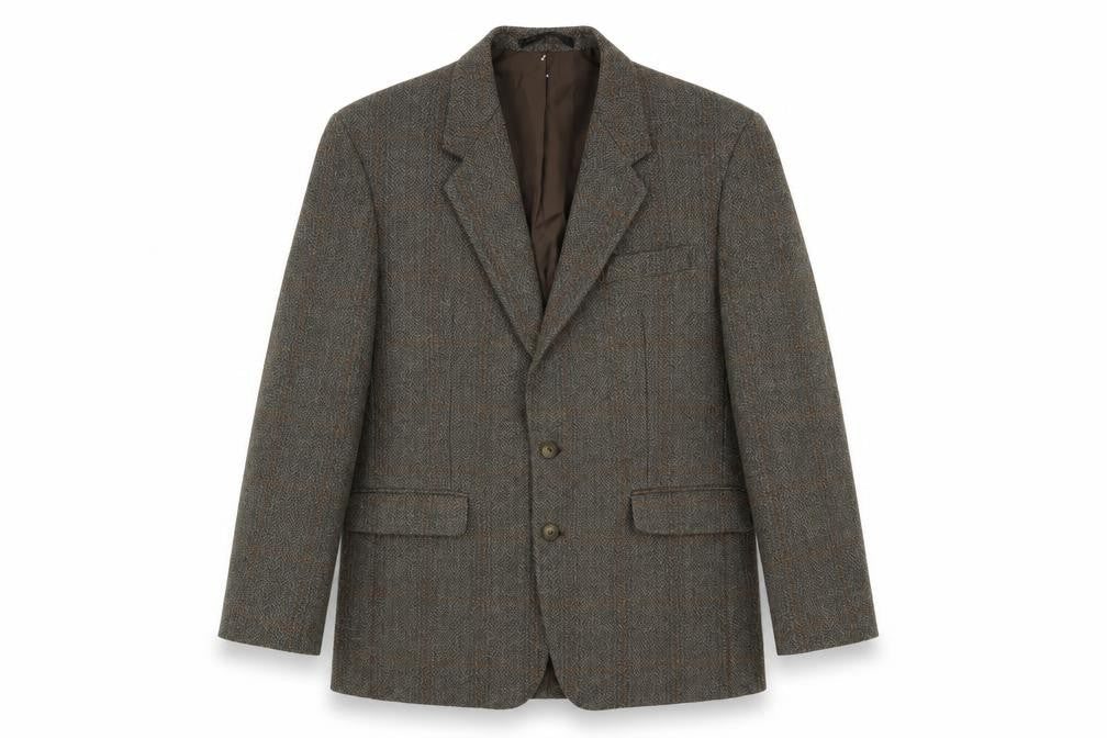 Hodges Mens Green Check Wool Jacket Blazer Size 42 Regular
