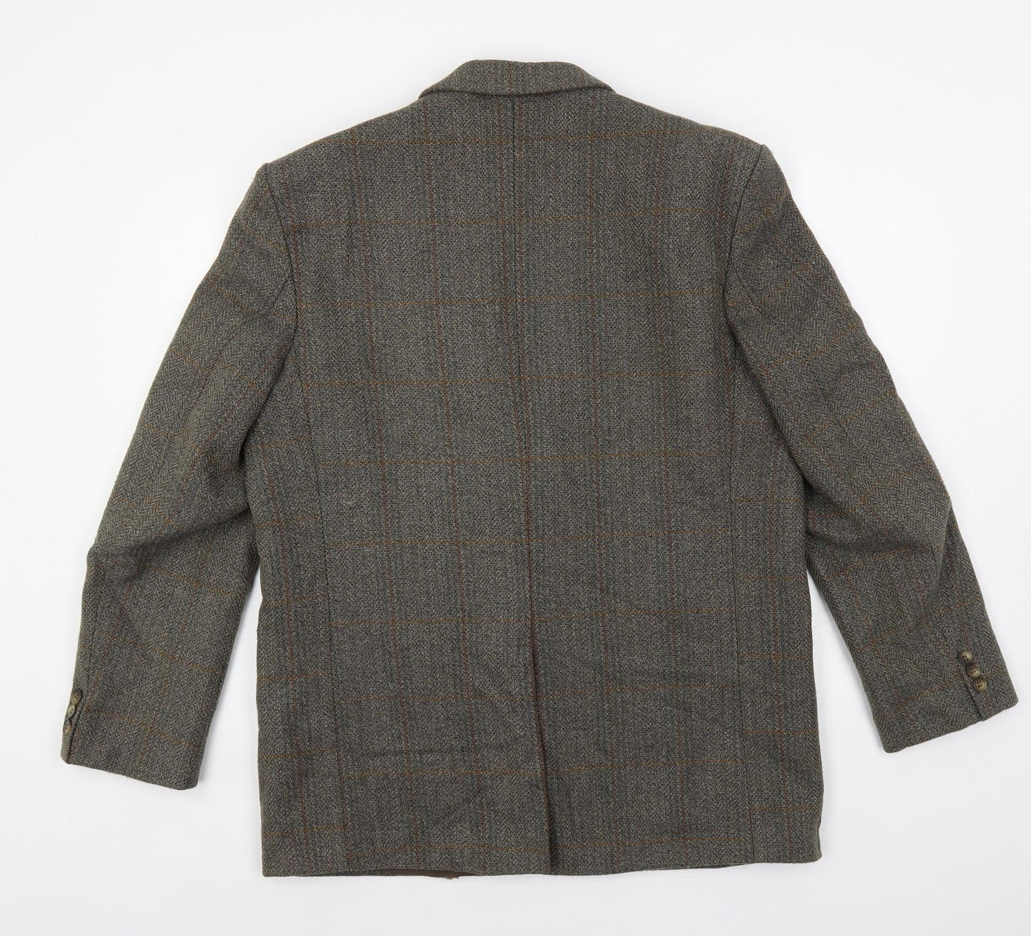 Hodges Mens Green Check Wool Jacket Blazer Size 42 Regular