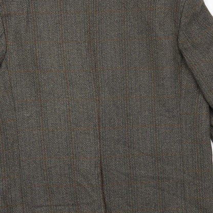 Hodges Mens Green Check Wool Jacket Blazer Size 42 Regular