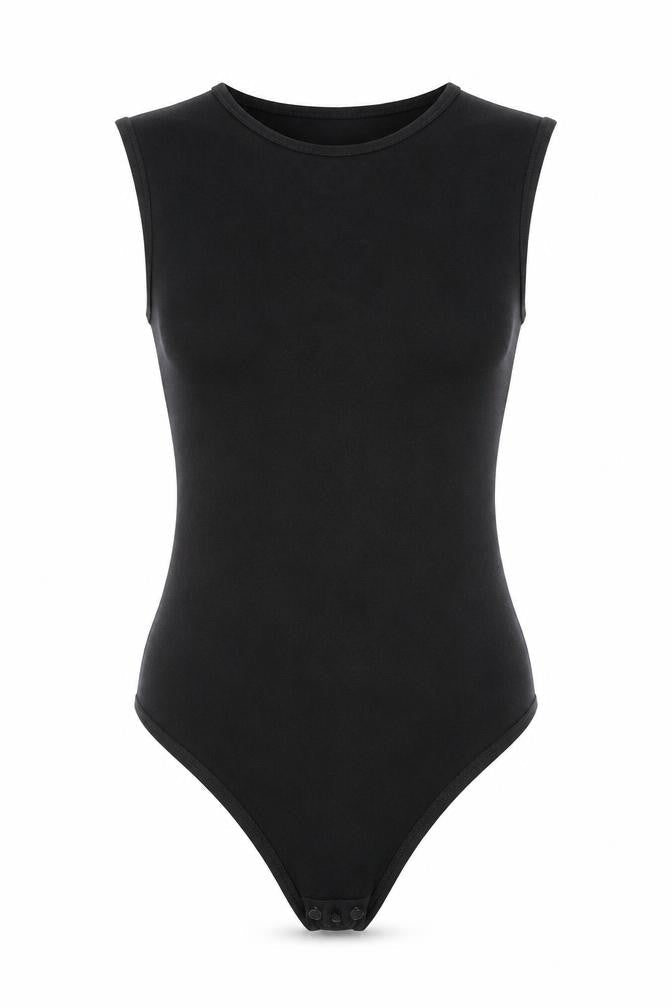 PRETTYLITTLETHING Womens Black Viscose Bodysuit One-Piece Size 10 Snap
