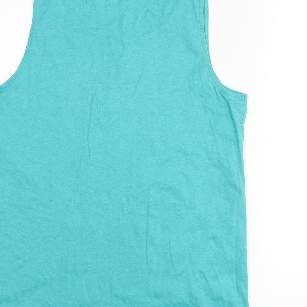 Love Tees Womens Blue Cotton Basic Tank Size 20 Scoop Neck