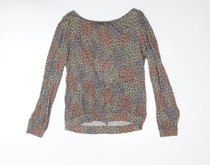 Warehouse Womens Multicoloured Geometric Viscose Basic Blouse Size 14 Boat Neck - Open Back