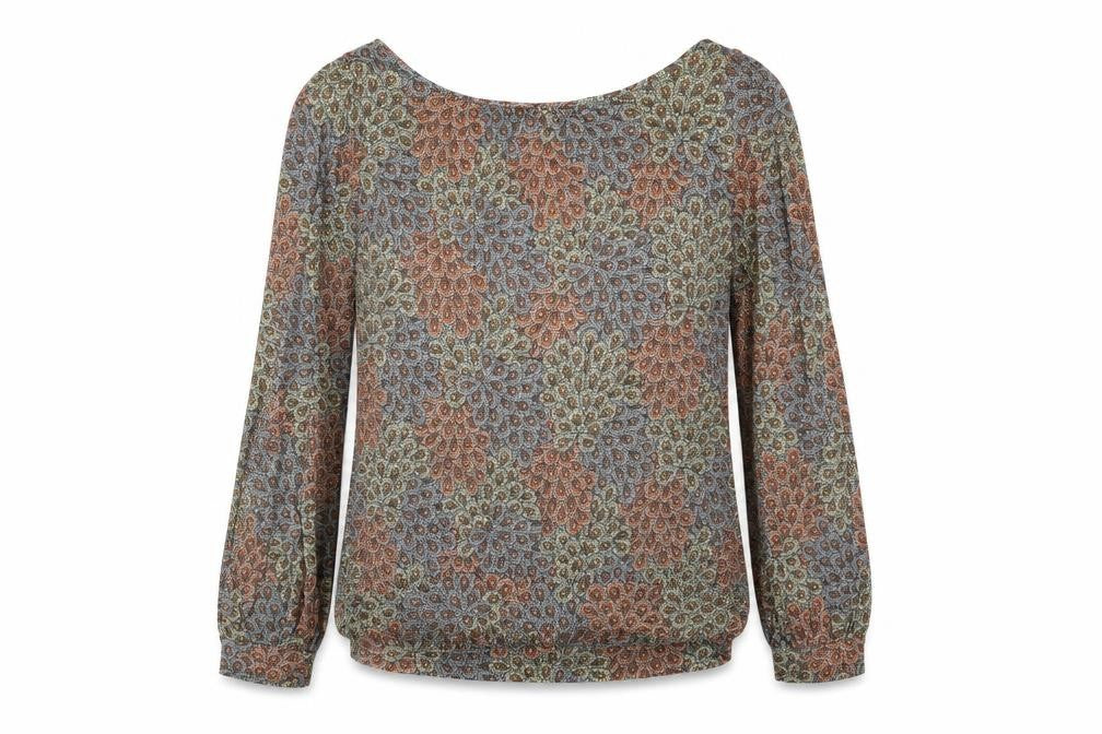 Warehouse Womens Multicoloured Geometric Viscose Basic Blouse Size 14 Boat Neck - Open Back