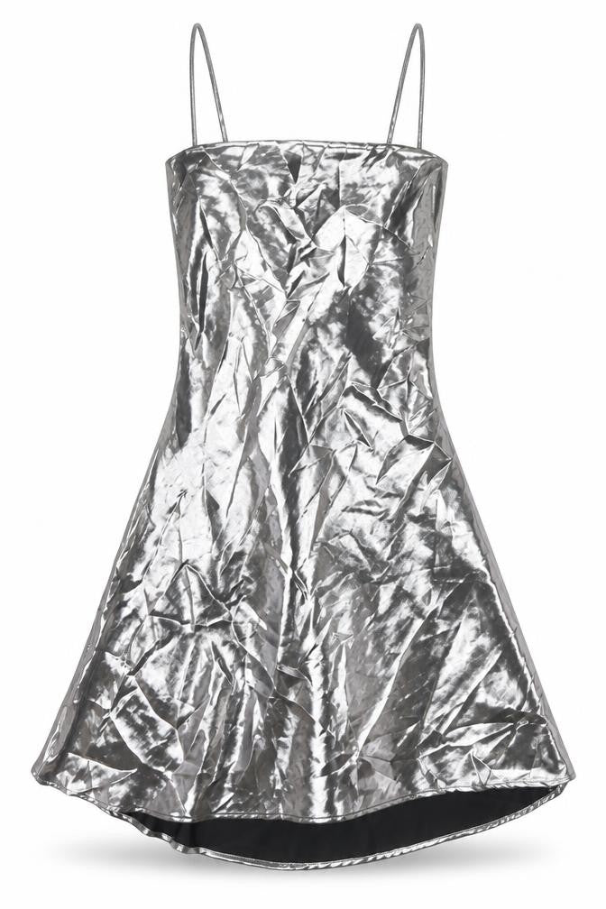 Zara Womens Silver Polyester A-Line Size XS Square Neck Tie