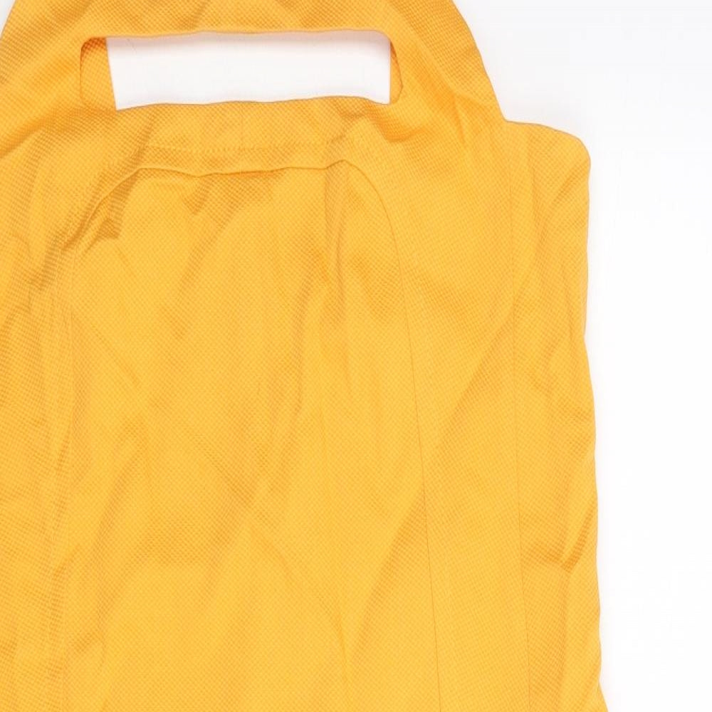 Tara Jarmon Womens Yellow Polyester Shift Size 12 Square Neck Zip - Cut Out Detail