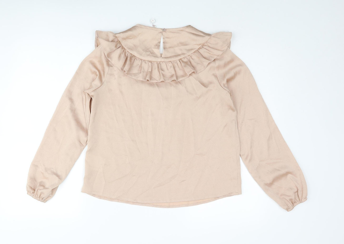 C&A Womens Pink Polyester Basic Blouse Size 10 Round Neck - Frill