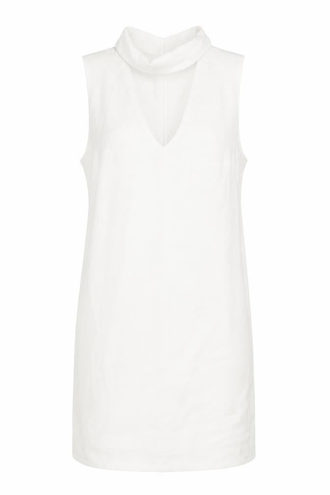 Glamorous Womens White Polyester Shift Size M Collared Zip - V Neck Cut Out