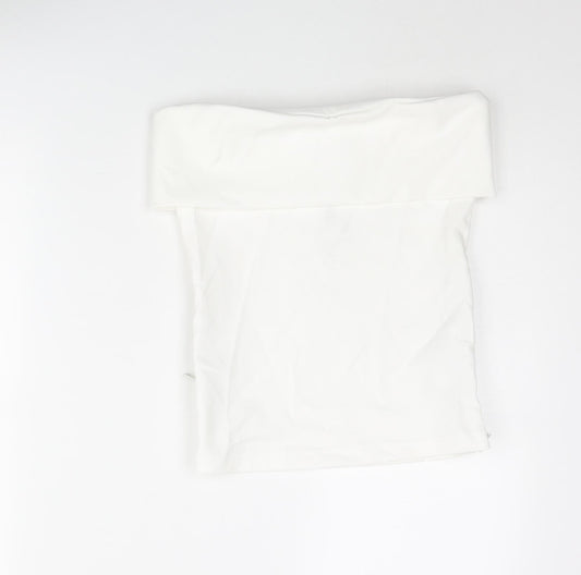 Zara Womens White Polyester Basic Blouse Size S Square Neck