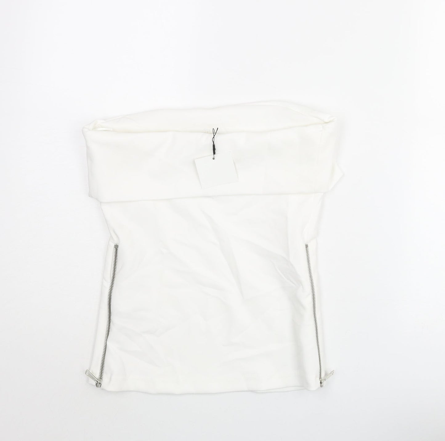 Zara Womens White Polyester Basic Blouse Size S Square Neck