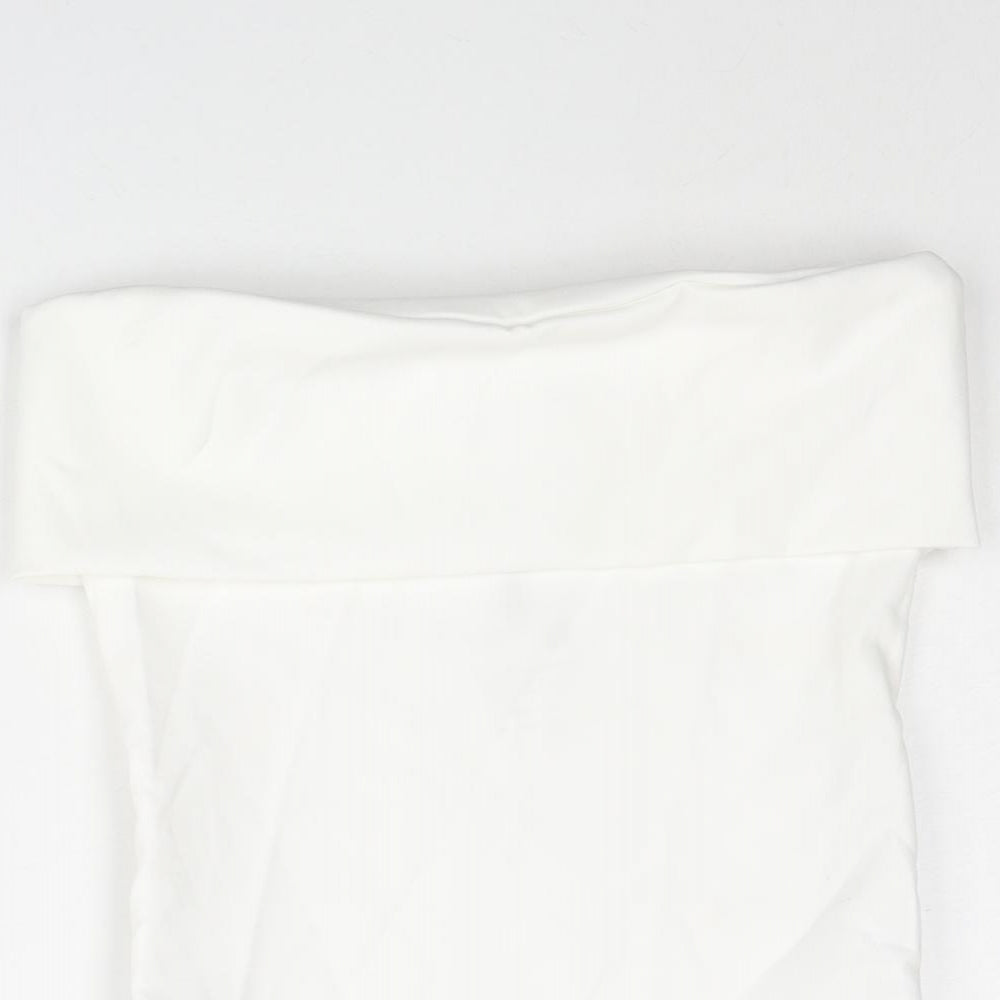 Zara Womens White Polyester Basic Blouse Size S Square Neck