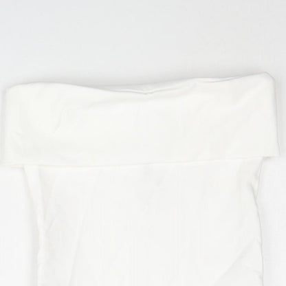 Zara Womens White Polyester Basic Blouse Size S Square Neck