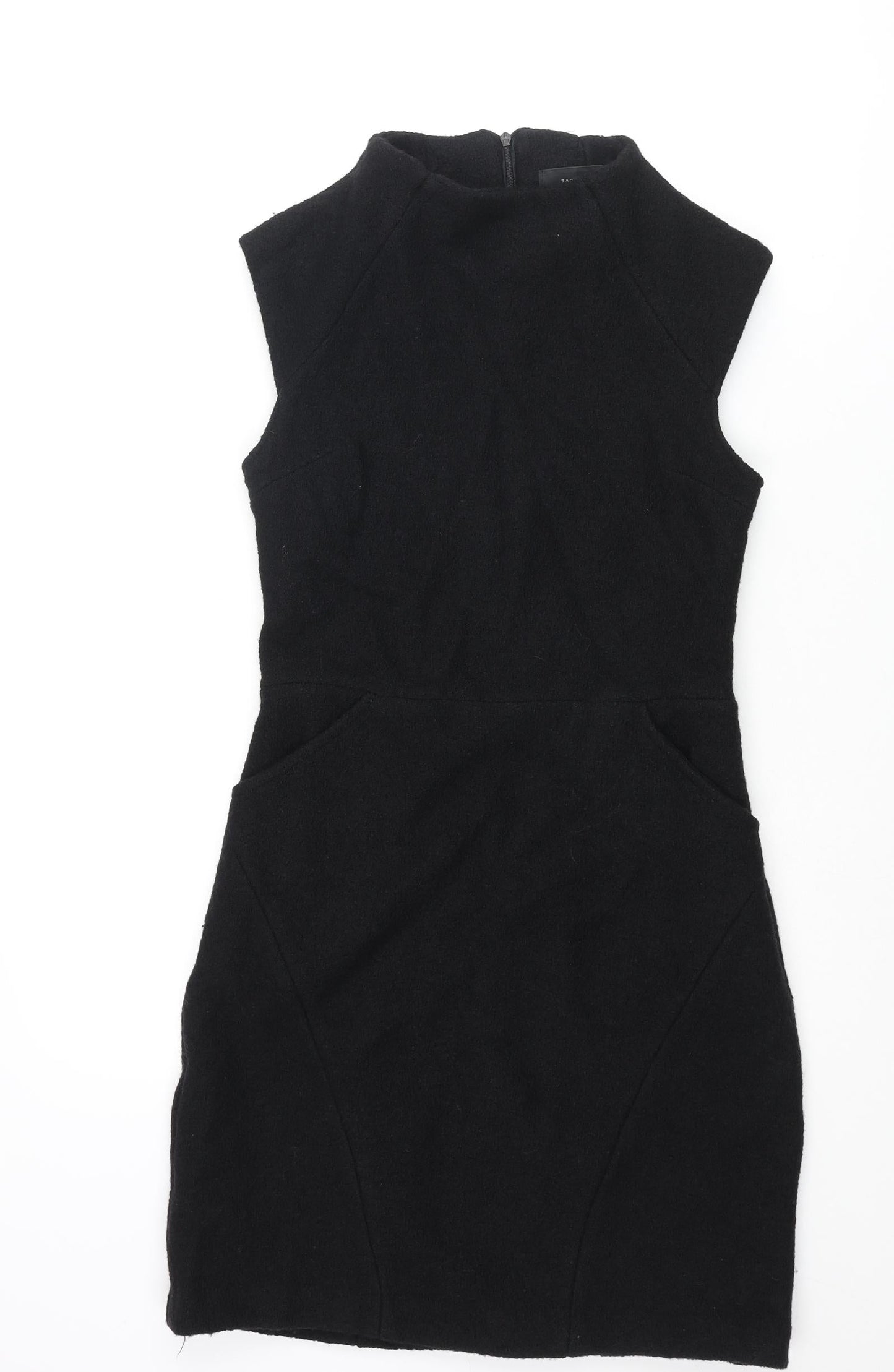 Zara Womens Black Polyester Mini Size M Mock Neck Zip - Textured