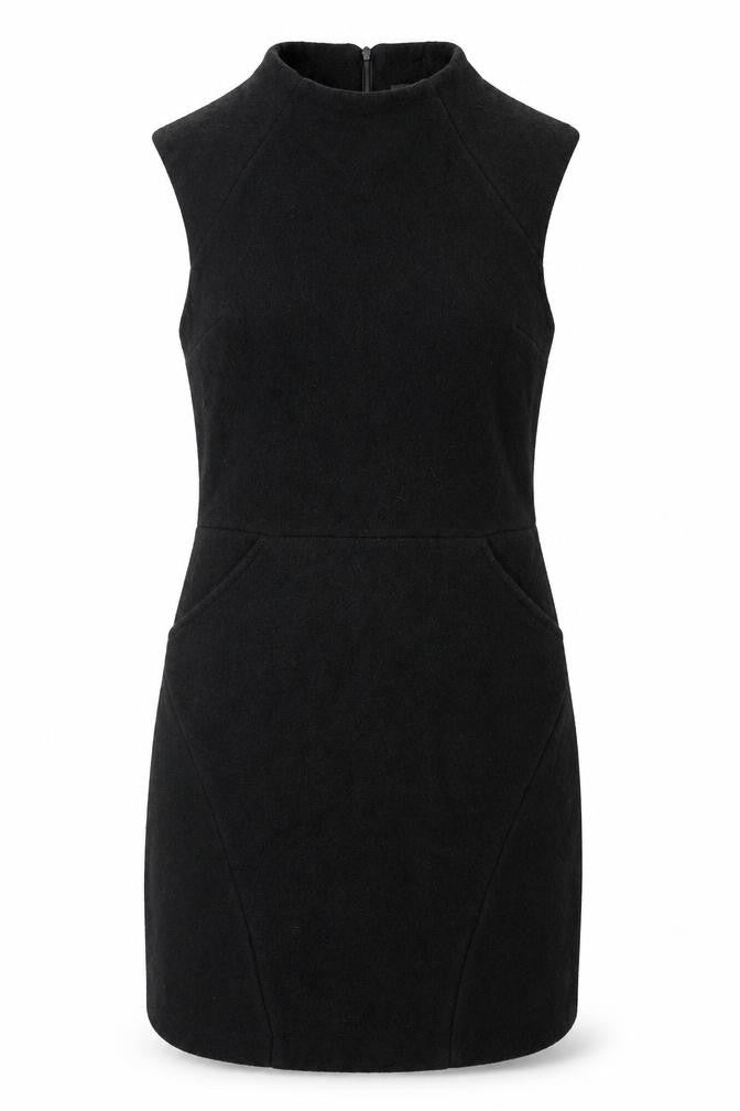 Zara Womens Black Polyester Mini Size M Mock Neck Zip - Textured