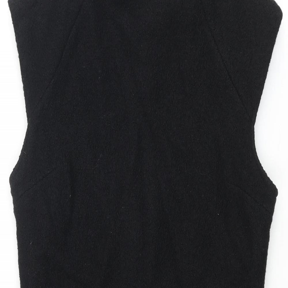 Zara Womens Black Polyester Mini Size M Mock Neck Zip - Textured