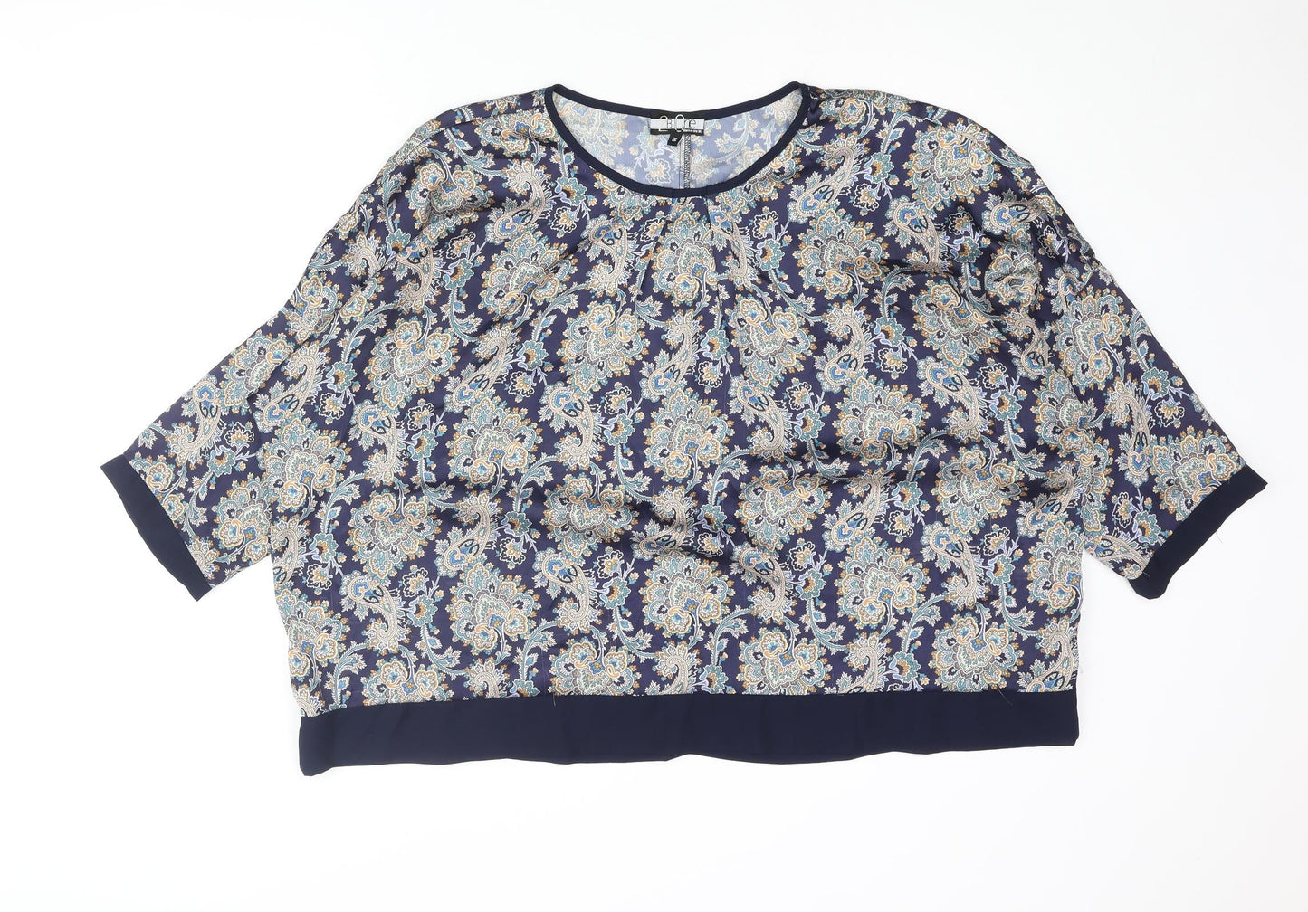 2 Bone Womens Multicoloured Paisley Polyester Basic Blouse Size 16 Round Neck