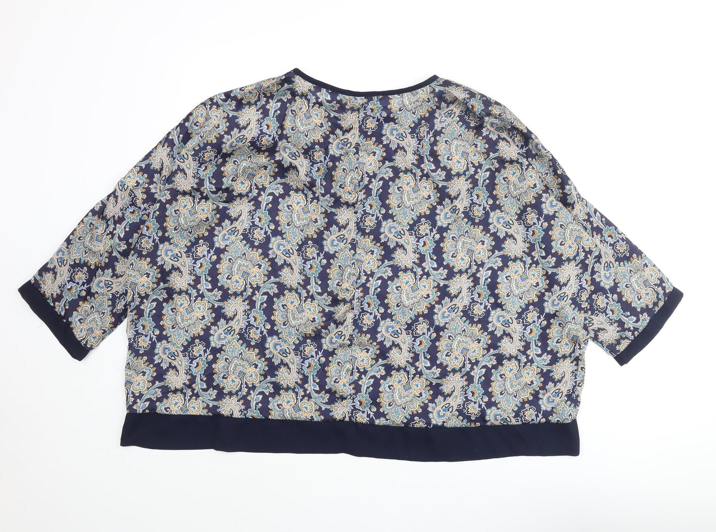 2 Bone Womens Multicoloured Paisley Polyester Basic Blouse Size 16 Round Neck