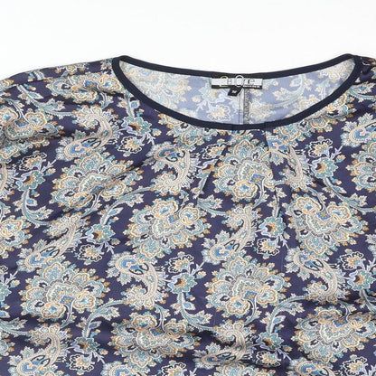 2 Bone Womens Multicoloured Paisley Polyester Basic Blouse Size 16 Round Neck