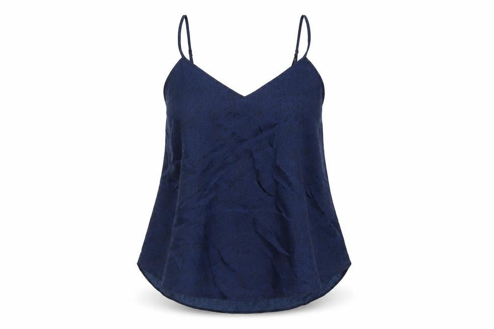 Gap Womens Blue Geometric Polyester Camisole Blouse Size XL V-Neck