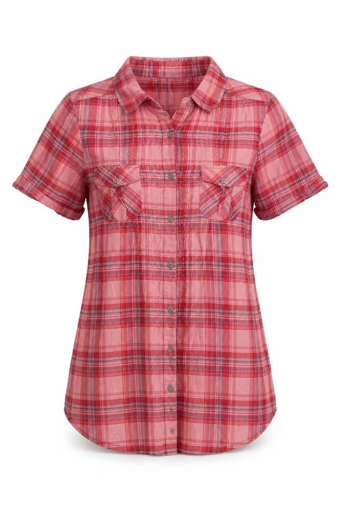 NEXT Womens Pink Check Cotton Basic Button-Up Size 8 Collared