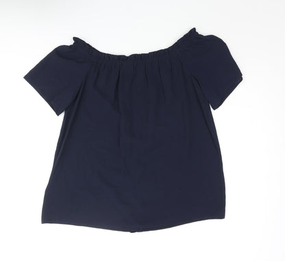 Dorothy Perkins Womens Blue Polyester Basic Blouse Size 8 Off the Shoulder - Button Detail