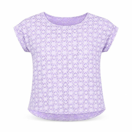 Marks and Spencer Womens Purple Floral Viscose Basic Blouse Size 8 Round Neck