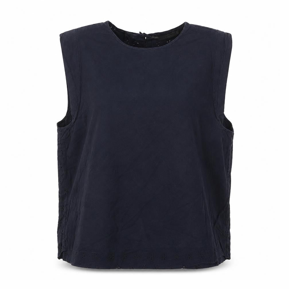 Zara Womens Blue Cotton Basic Blouse Size S Round Neck