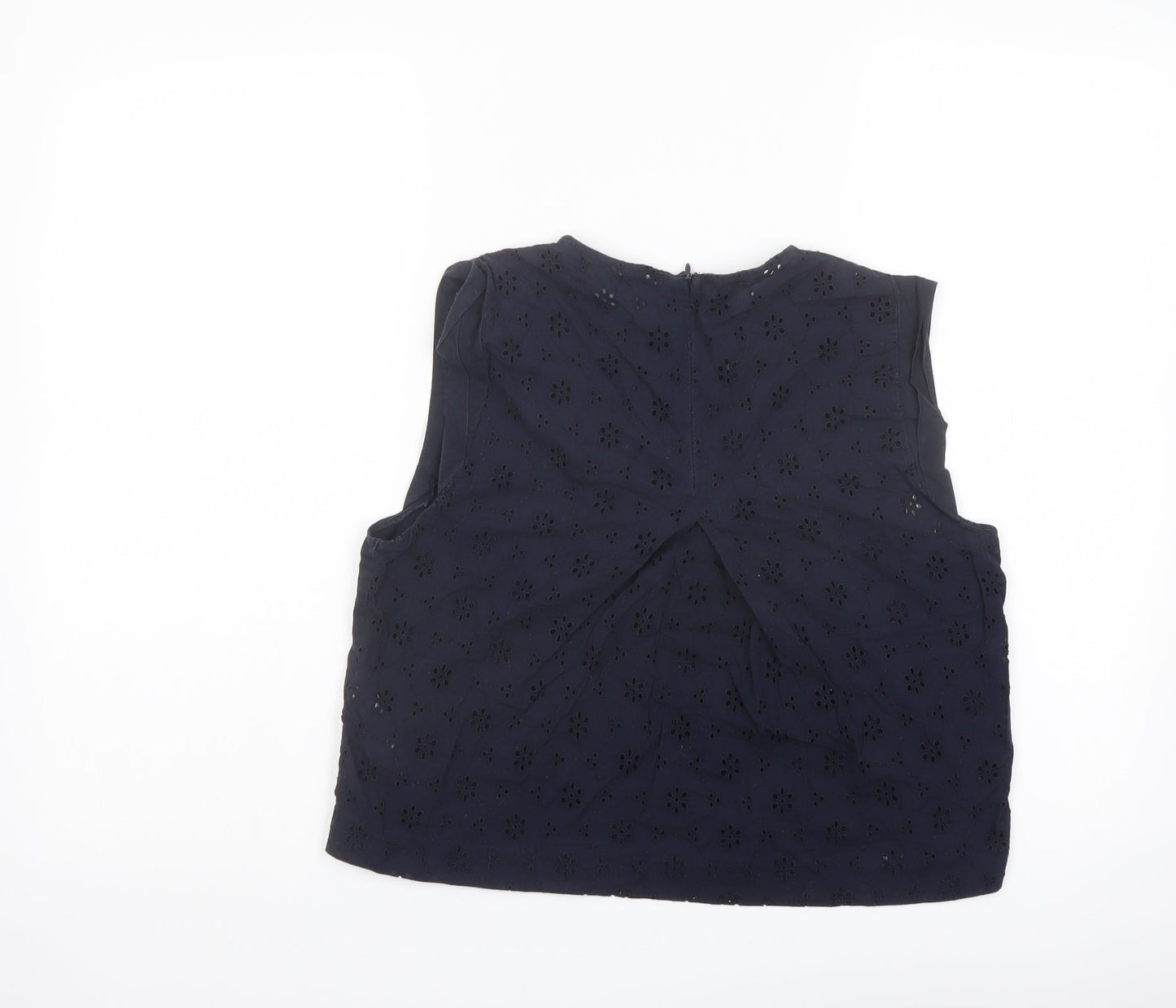Zara Womens Blue Cotton Basic Blouse Size S Round Neck
