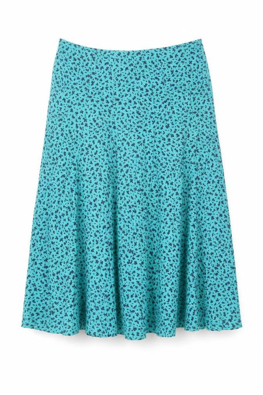 Adini Womens Green Geometric Cotton Flare Skirt Size 34 in Zip