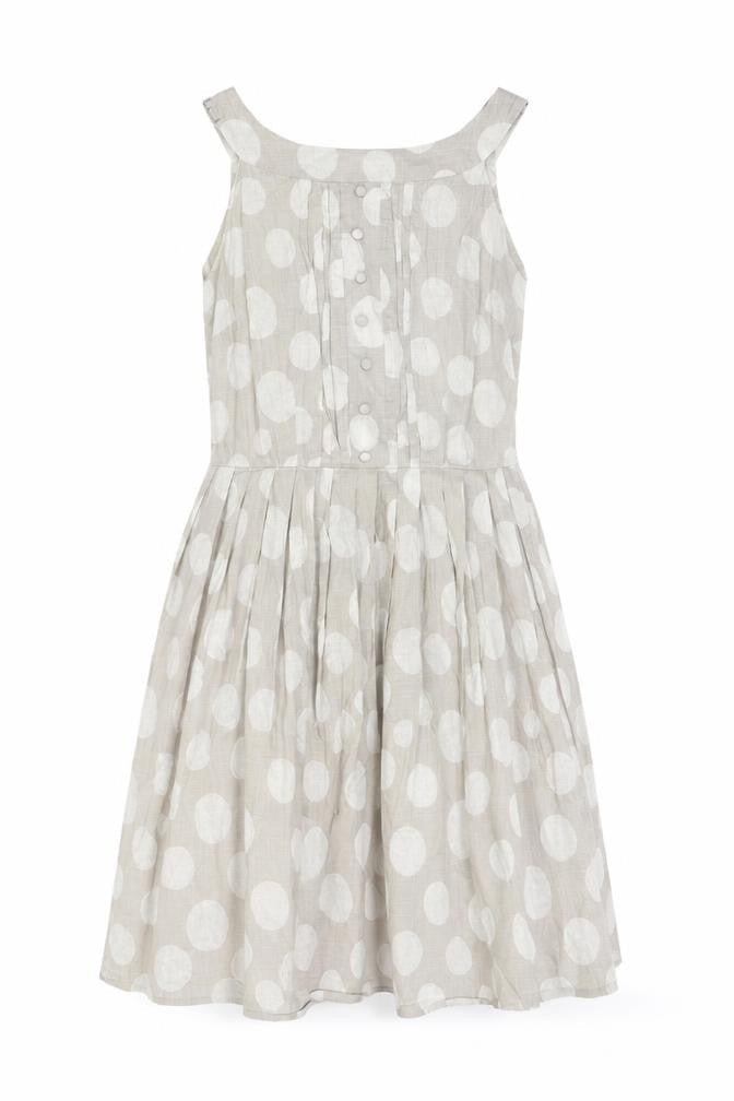NEXT Womens Beige Polka Dot Cotton A-Line Size 10 Round Neck Zip