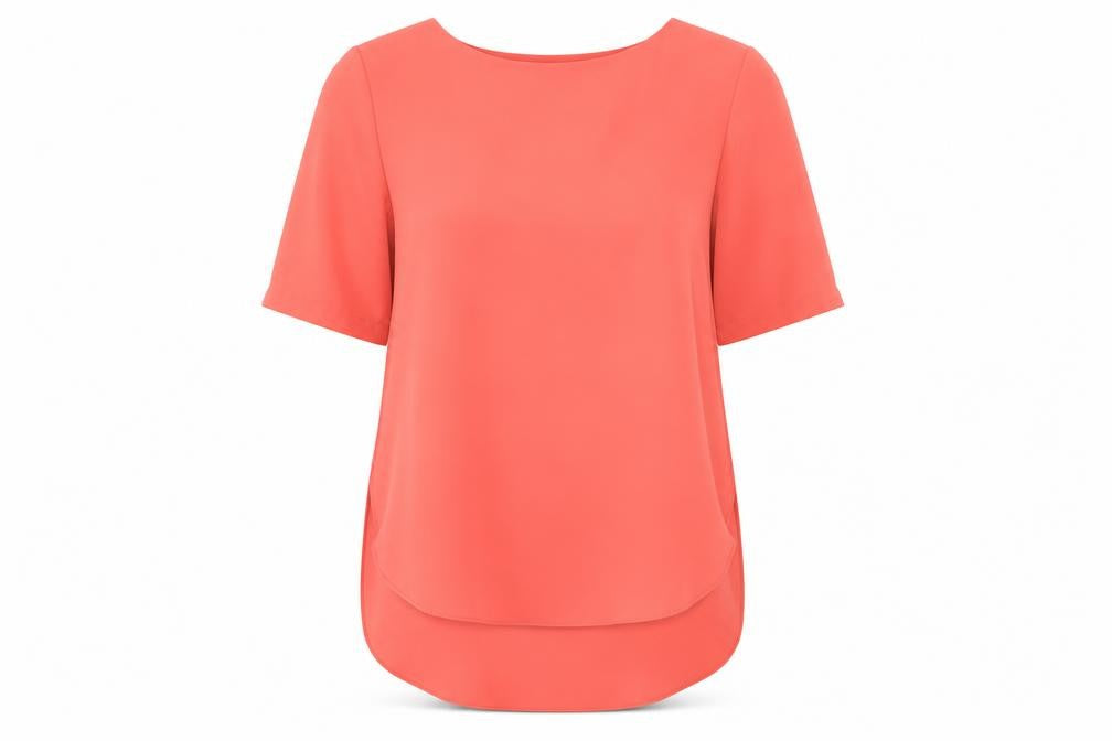 Topshop Womens Orange Polyester Basic Blouse Size 8 Round Neck