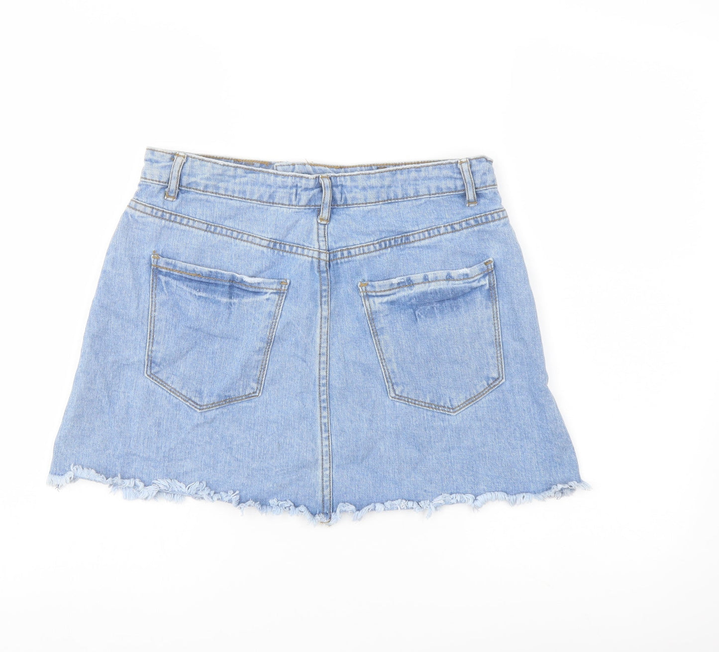 FOREVER 21 Womens Blue Cotton A-Line Skirt Size 28 in Button