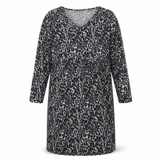 Studio Womens Grey Animal Print Viscose Sheath Size 16 V-Neck Pullover - Size 16-18, Leopard Print