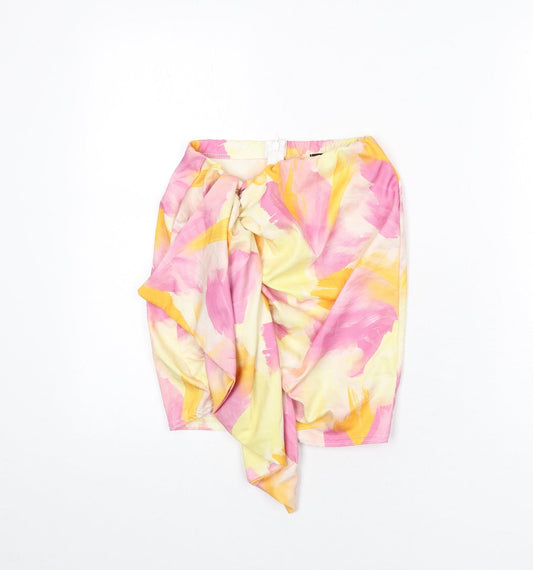 Missy Empire Womens Multicoloured Geometric Polyester Mini Skirt Size 6 Zip - Ruffle Detail