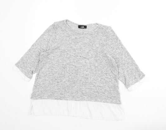 Wallis Womens Grey Boat Neck Viscose Pullover Jumper Size 14