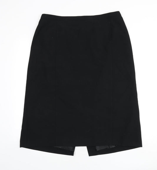 ELVI Womens Black Polyester Straight & Pencil Skirt Size 10 Zip - Slit
