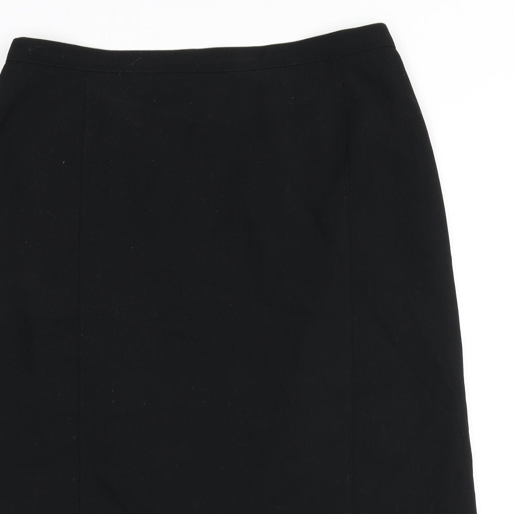 ELVI Womens Black Polyester Straight & Pencil Skirt Size 10 Zip - Slit
