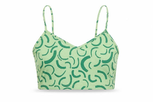 Bershka Womens Green Geometric Polyester Camisole Tank Size M V-Neck