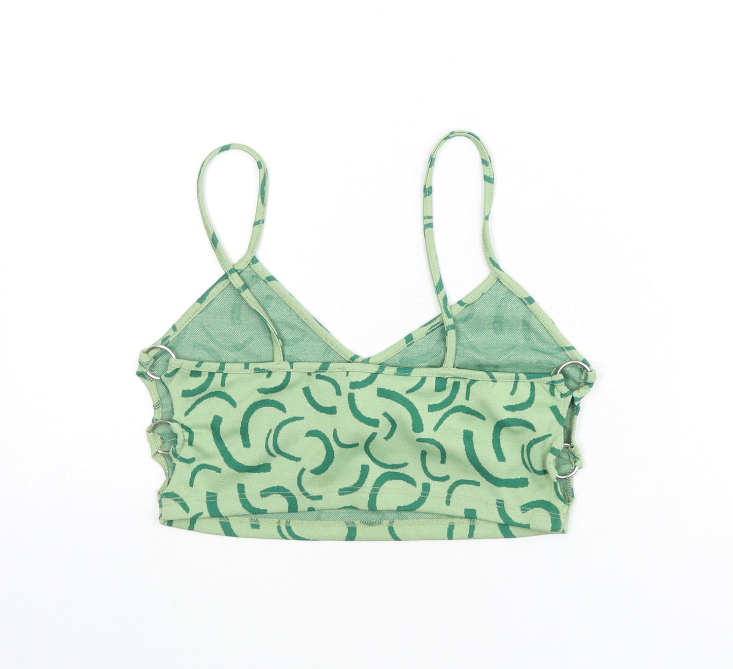 Bershka Womens Green Geometric Polyester Camisole Tank Size M V-Neck