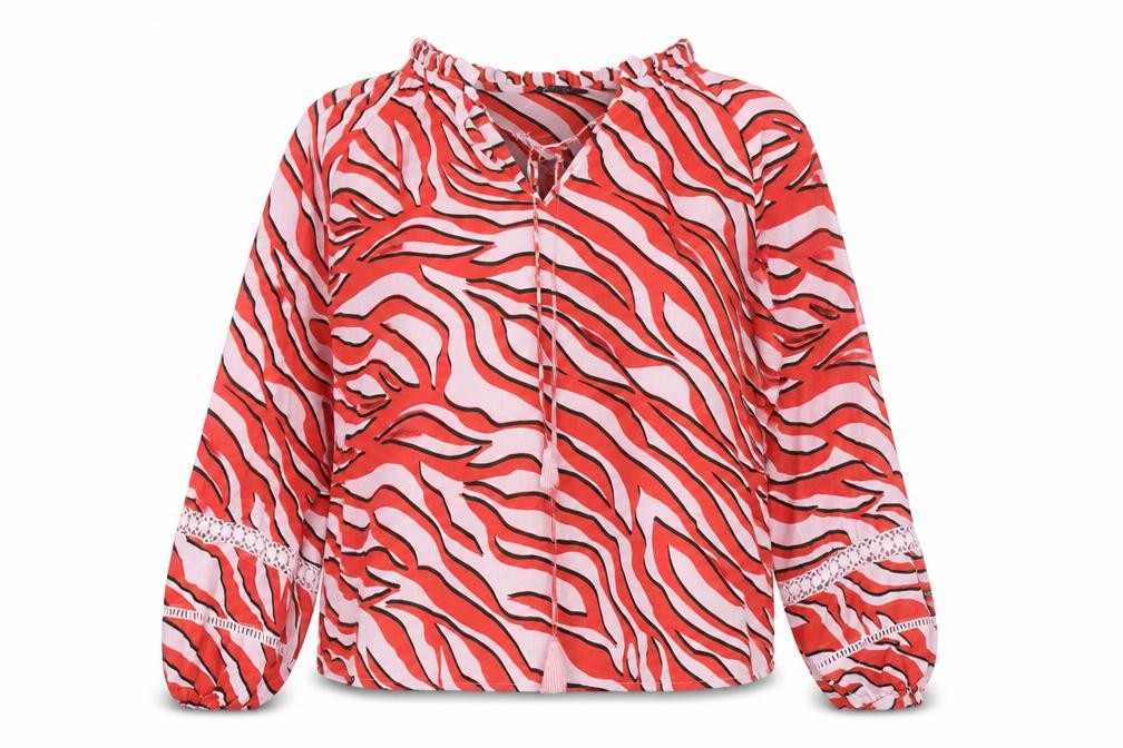 Marks & Spencer Womens Multicoloured Animal Print Polyester Basic Blouse Size 14 V-Neck - Lace Detail